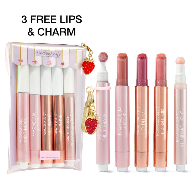 🎄Holiday Kits: 5 NEW lippies, 3 are FREE-Sweet Indulgences Maracuja Juicy Lip Gloss Set🍓